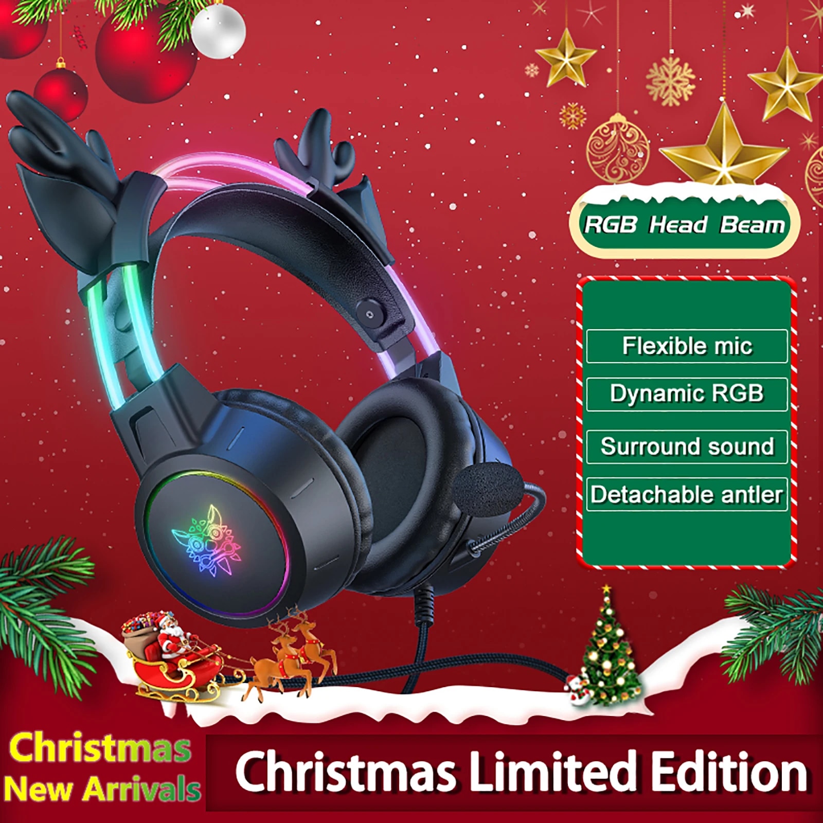 Gaming Headset Rgb - ONIKUMA-auriculares con astas desmontables para videojuegos,