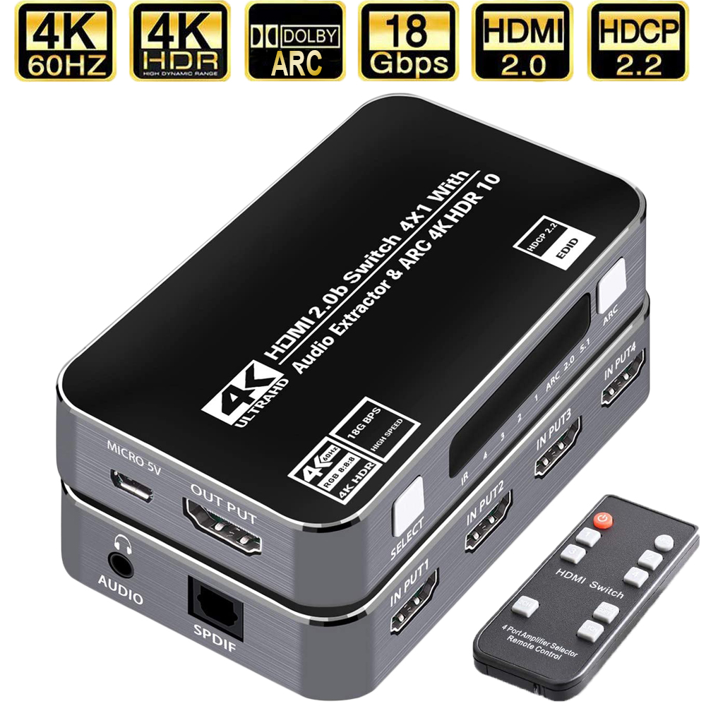 Earphone Splitter Jack - Conmutador HDMI 4K de 60Hz, Extractor